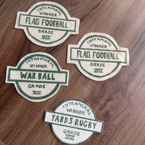 Vintage Handmade Sports Patches School Games Yards Rugby Flag Football War Ball